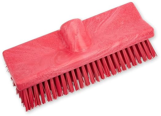 SPARTA 40423EC05 Plastic Floor Scrub Brush, Wall Brush, Equipment Brush With Nonabsorbent Bristles For Industrial Kitchens, Hospitals, Commercial Cleaning, 10 Inches, Red