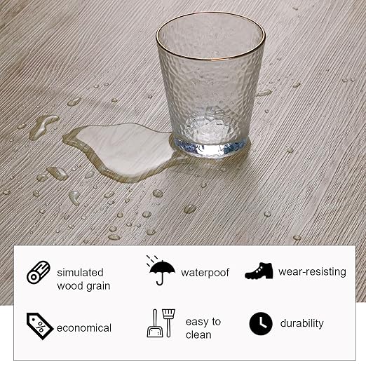 Oxdigi Peel and Stick Vinyl Flooring Roll 23"x 196"/32 Sq.Ft, Thicken Self Adhesive Vinyl Floor Tiles Wood Plank Flooring Waterproof Wear-Resistant for Any Room, Easy DIY Floor Coverings, Nature Wood