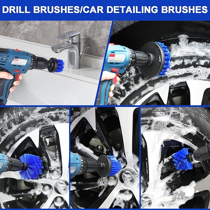 Wontolf 62'' Car Wash Brush Kit with Long Handle, Microfiber Car Wash Mop Mitt, Car Cleaning Detailing Kit, Exterior Interior Car Cleaning Supplies for Cars RV Truck Boat