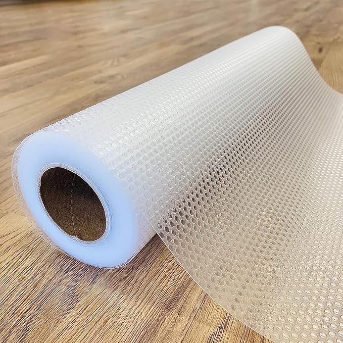 EVALAND Shelf Liners for Kitchen Cabinets Non-Adhesive 21.6" x 20 FT Clear Drawer Liner Non Slip, Washable Cabinet Liner, Waterproof Shelf Liners for Cabinets, Refrigerator Bathroom Pantry Cabinet Mat