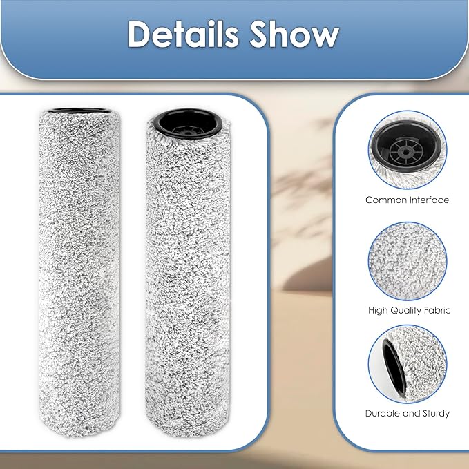 【Version 2, Detachable】(2 Pack) Floor One S9 Artist Pro Replacement Brush Rollers Compatible With Tineco Floor One S7 Pro, Floor One S6, Stretch S6 Cordless Wet Dry Vacuum Cleaner (Excluding Handle)