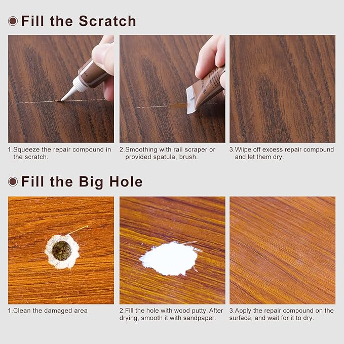 SEISSO Wood Furniture Repair Kit, 12 Colors Wood Repair fillers with Wood Putty. Used for Stains, Scratch, Wood Floors, Stains, Tables, Desks, and Cover Ups