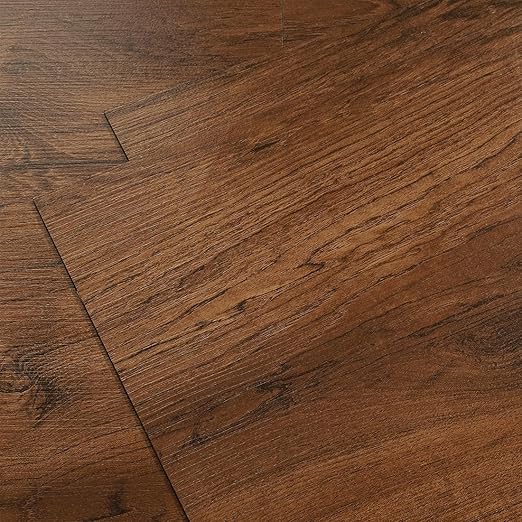 Yenhome 12"x12" Peel and Stick Floor Tile Waterproof Bathroom Kitchen Peel and Stick Flooring Self Adhesive Vinyl Floor Tiles Renter Friendly Temporary Flooring for Renters Brown (35 Plank, 35sq.Ft)