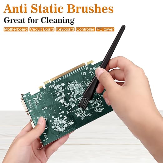 Small Portable Nylon Anti Static Brushes Electronics Computer Keyboard Laptop Cleaning Brush Kit (Black, Set of 8)