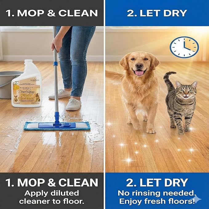 Pet Floor Cleaner – Enzyme-Powered Degreaser for Urine, Odor & Grime | Safe for Tile, Vinyl, Grout & Hardwood | Residue-Free & Pet Safe