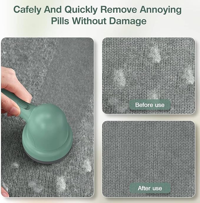 Fabric Shaver, Lint Remover for Clothes, Electric Lint Remover with 3 Replaceable Blades, Removes Fabric Pills, Rechargeable Sweater Defuzzer Pill Remover, Depiller Effectively Remove Pills