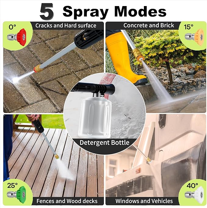 2026New Pressure Washer 4800PSI, 34" Tall, 4 Quick Connect Nozzles,Inlet Hose&Filter&500mlFoam Cannon for Cars/Fences/Driveways/Home Cleaning,Blue