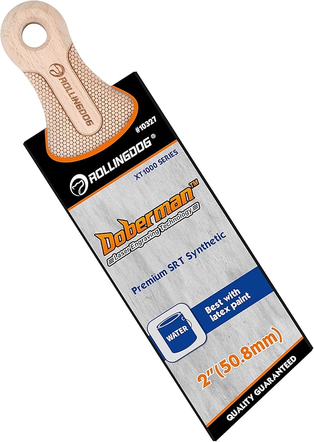ROLLINGDOG 2 Inch Trim Brush - Short Handle Angled Paint Brush for Painting Walls, Furniture, Cutting in, Trim, Detail Painting