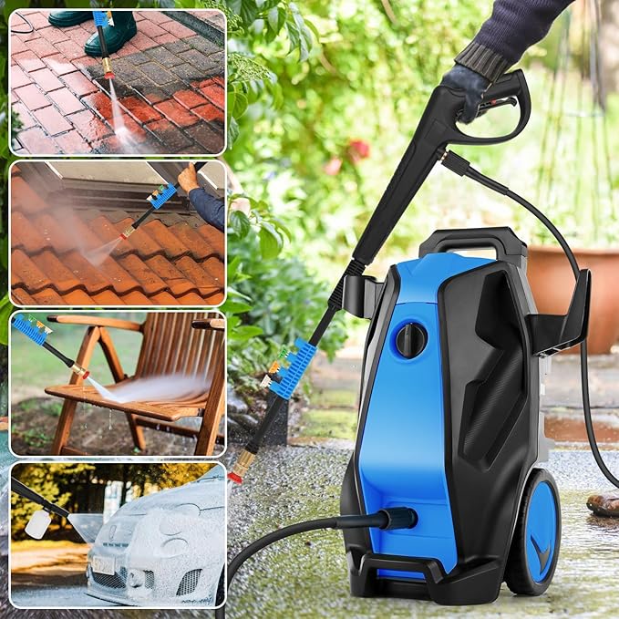 5000PSI 4.0GPM Heavy Duty Electric Pressure Washer with 33 FT Extension Hose, 4 Quick Connect Nozzles and Foam Cannon for Cars/Fences/Driveways/Patios/Home Cleaning, Deep Blue