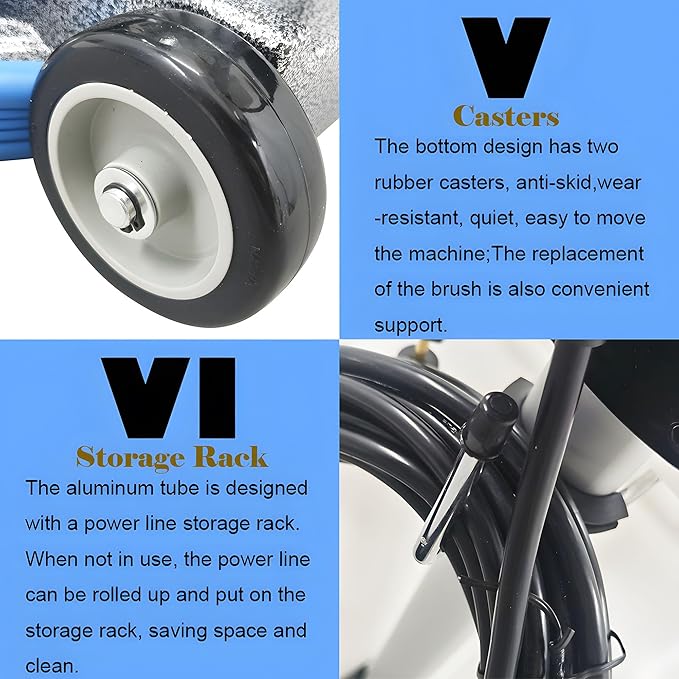110V 1100W 17" High Speed Floor Scrubber Buffer Carpet Floor Cleaning and Polishing Machine 175rpm Blue