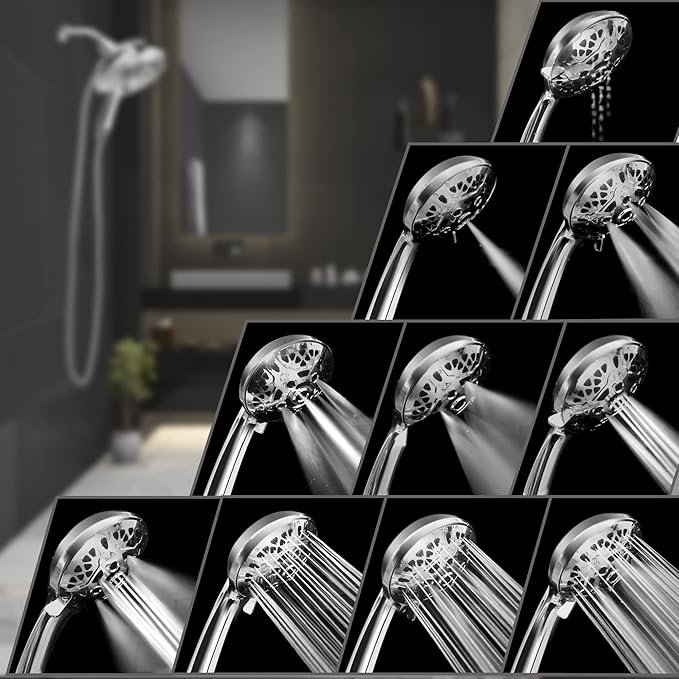 Shower Head with Handheld High Pressure: INAVAMZ Hand Held Shower Head & Rain Shower Head 2-IN-1 Shower Head with 59" Rotatable Stainless Steel Hose, Shower Trim Systems