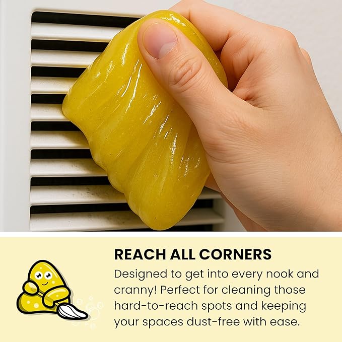Slime Buddies Car Cleaning Gel Putty - 3 Pack Lemon Scented Interior Detailing Tool for Cup Holder, Air Vent & Keyboard - Reusable Auto Detailing Accessories - Dust Remover Goop - Gifts for Men Women