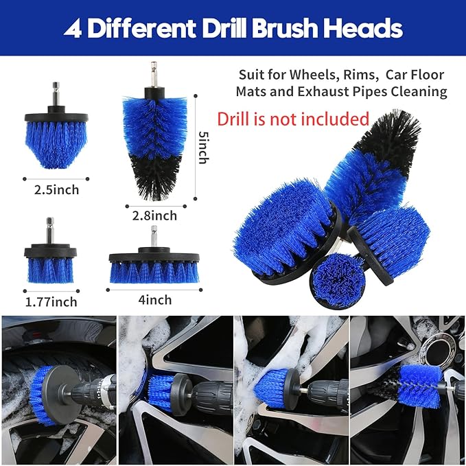24Pcs Car Detailing Kit, Car Detailing Brush Set, Car Wash Cleaning Kit, Car Detailing Brushes, Professional Car Care Kit for Interior Exterior Wheels, Blue