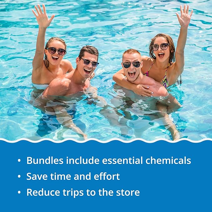 In The Swim Chlorine and Shock Bundle for Sanitizing Swimming Pools – Includes 48 Pound Bucket of 5-in-1 Super Multi-Tablets and 24 x 1 Pound Bags of 68% Cal-Hypo Pool Shock
