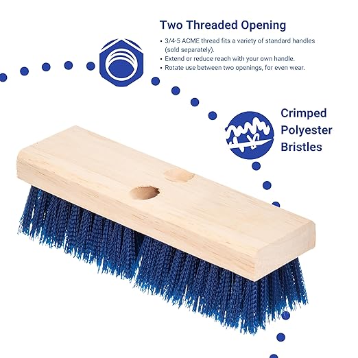 Carlisle FoodService Products 36193P14 Blue Color, 10" Polypropylene Deck Scrub Brush