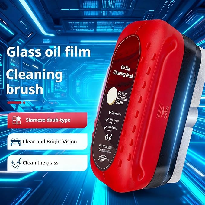 2PCS Glass Cleaner Kit,Glass Oil Film Remover, Windshield Hydrophobic Coating & Automotive Oil Film Cleaning Brush, Enhance Clarity with Car Glass Cleaner & Glass Cleaning Board