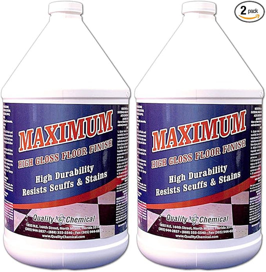 Quality Chemical Maximum High Solids Commercial Wax and High Shine Floor Finish - 128 oz (Pack of 2)