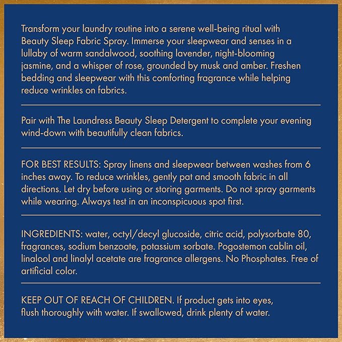 The Laundress Beauty Sleep Fabric-Spray, Wrinkle Release & Pillow Spray, Fabric Refresher, Upholstery and Linen Spray, Tranquil Comforting Inspired Scent, 8 Fl Oz, (Pack of 2)