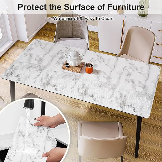 Drawer and Shelf Liner for Kitchen Cabinet,Non-Adhesive Cabinet Liners 24in x 20FT,Waterproof Shelf Paper Non-Slip Mats Cupboard Liners Contact Protect Dresser/Shelves/Table-Marble