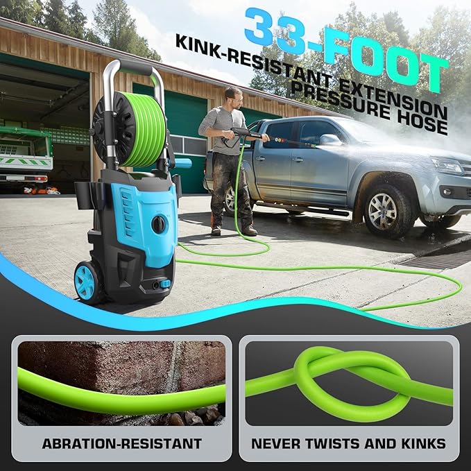 Professional Pressure Cleaner 4800PSI, 4.0GPM Portable Power Cleaner with 4 QC Nozzles and Soap Bottle, Cleaner Machine for Cars/Home/Driveways/Patios/Decks/Fences (Blue)