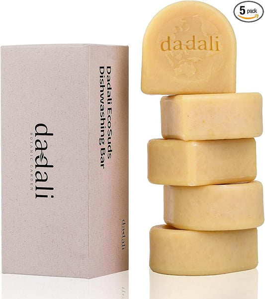 dadali Dish Soap Bar, Non-Toxic Solid Dish Soap | Vegan Plastic-Free Formula, Gentle on Hands, Long-Lasting Value Pack, 5 × 5oz (25oz)