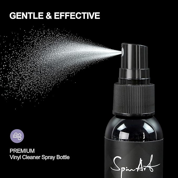 SpinArt Vinyl Record Cleaning Kit, 8-in-1 Record Cleaner Kit with Velvet Brush, Cleaner Liquid, Stylus Brush & Gel, Mini Brush, Air Blower, Label Protector, Pouch Vinyl Cleaning Kit for LP Albums