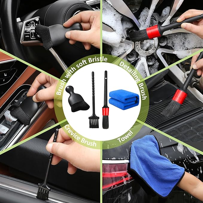 10pcs Windshield Cleaning Tool Inside Car Window Cleaner Wash Kit with 4 Reusable Microfiber Pads 1 Spray Bottle and Extendable Handle Interior Auto Glass Wiper Kit, Multicolor