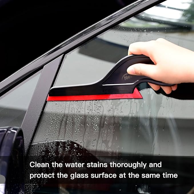 NEWISHTOOL Window Tint Tools, 3 PCS Side Wiper Swiper Silicone Squeegee, Car Squeegee Water Blade with Long Handle for Auto Window Tinting Glass Film Installation, Windshield Cleaning & Water Removing