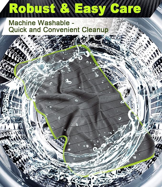 Airlab Magic Cleaning Cloth Window Glass Cleaner Carbon Microfiber Towels Kitchen Bathroom Lint Free Rags Car Wipes Drying Auto Detailing, Pack of 4, 20" x 16", Grey-Green