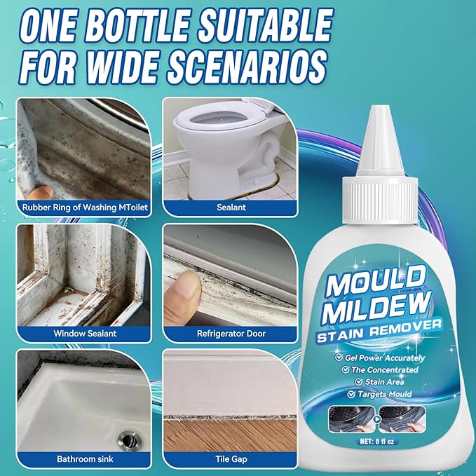 Bondtech HomeMold Stain Remover Gel, 8 Fl Oz Heavy Duty Stain Cleaner for Washing Machine Seal, All-Purpose Cleaning for Bathroom, Grout, Shower, Kitchen, Wall