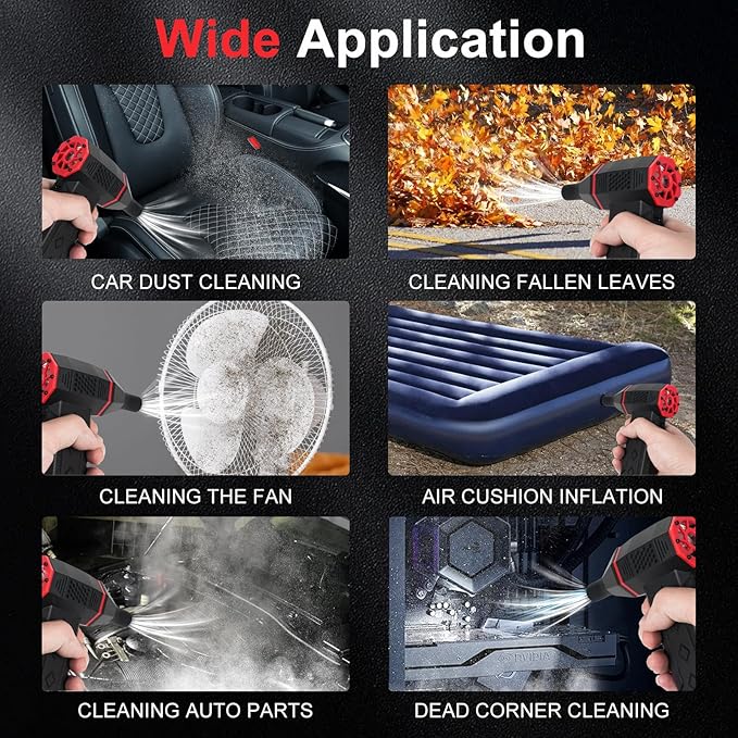 Rechargeable air Duster, 130,000 RPM Cordless Rechargeable air Blower, for Cleaning Electronics and Keyboards, Computers, Cars, Home use, Outdoor Inflation, Snow Removal, and Leaves