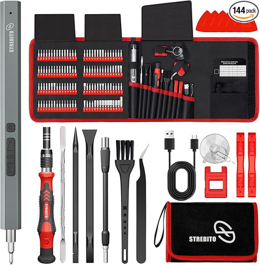 STREBITO Electric Screwdriver, 144-in-1 Precision Screwdriver Set, 120 Magnetic Bits, Organized Storage and Portability, Small Tool Kit for Electronics, PC, Computer and Laptop