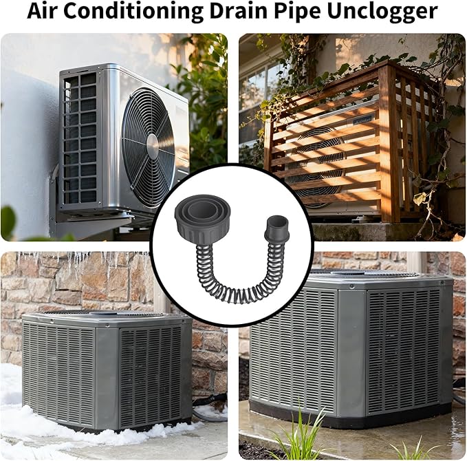 AC Drain Line Cleaner, A/C Condensate Drain Line Cleaner Adapter, hvac tools, Universal Fit AC Drain Line Unclogger, Compatiable With Most PVC Pipe Sizes, Easy To Use, Black