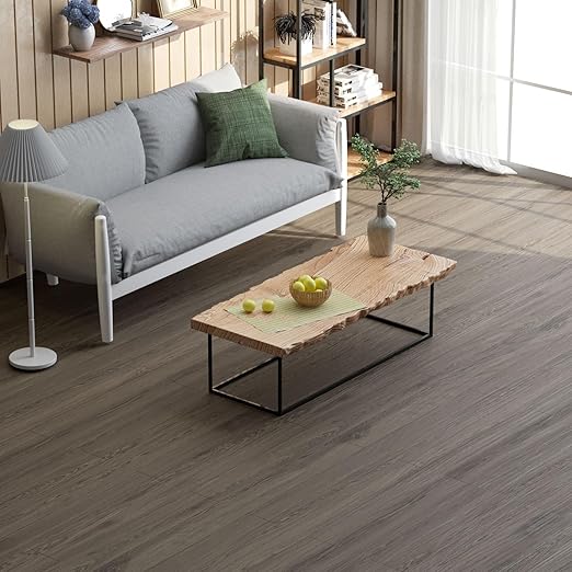 Oxdigi Peel and Stick Vinyl Flooring Roll 23"x 196"/32 Sq.Ft, Thicken Self Adhesive Vinyl Floor Tiles Wood Plank Flooring Waterproof Wear-Resistant for Any Room, Easy DIY Floor Coverings, Brown