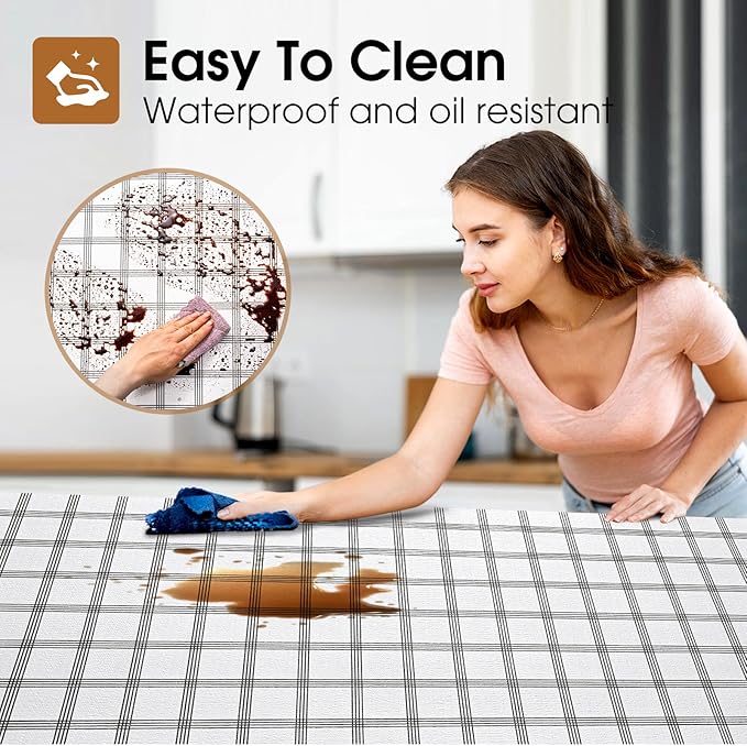 Beautysaid Shelf and Drawer Liner for Kitchen Cabinet, Non Adhesive Non Slip Shelf Paper Waterproof Washable Thickened for Dresser Pantry Shelve Bathroom Protector Liner(Plaid,18 in x 10 FT)