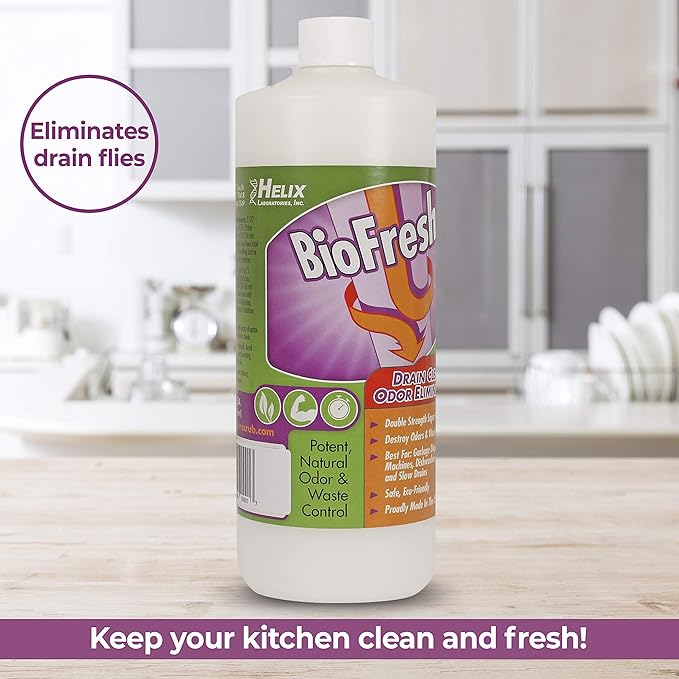 Enzyme Drain Cleaner & Deodorizer for Sink Drain, Showers, Septic Systems, Bathroom & Kitchen - Smell Remover for Fruit Fly Garbage Disposals, Dishwasher & Washing Machines - (32oz)