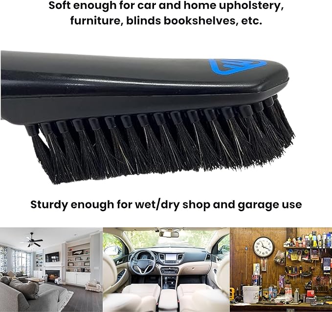 Wessel-Werk All-Purpose Vacuum Dust Brush Attachment with Soft but Sturdy Black Natural Fibers for Home or Car Detailing for Canister, Upright, or Central Vacuum