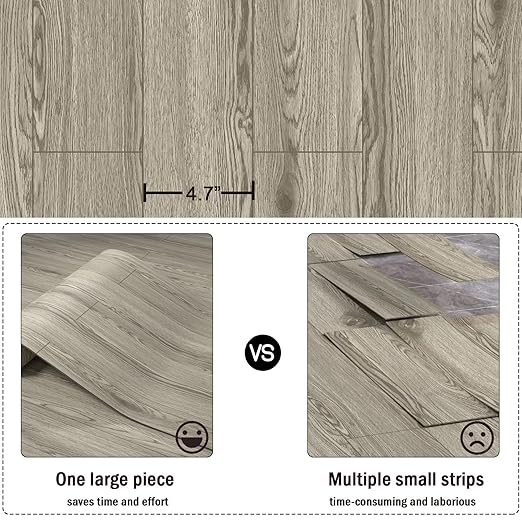 Oxdigi Peel and Stick Vinyl Flooring 2 Rolls 23"x 393"/128 Sq.Ft, Self Adhesive Vinyl Floor Tiles Wood Plank Flooring Waterproof Wear-Resistant for Any Room, Easy DIY Floor Coverings, Gray Maroon