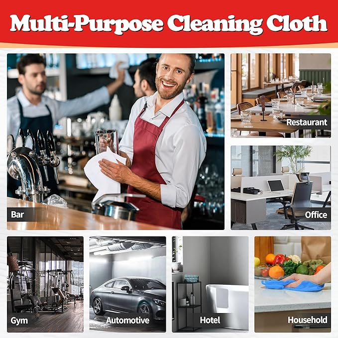FIXSMITH Shop Towels, Microfiber Cleaning Cloth Bulk, 200 Pack Microfiber Towels for Cars, All-Purpose Absorbent Cleaning Rags, Dust Cloth for Automotive, Mechanic, Garage, Bar, 11.5 x 11.5 inch