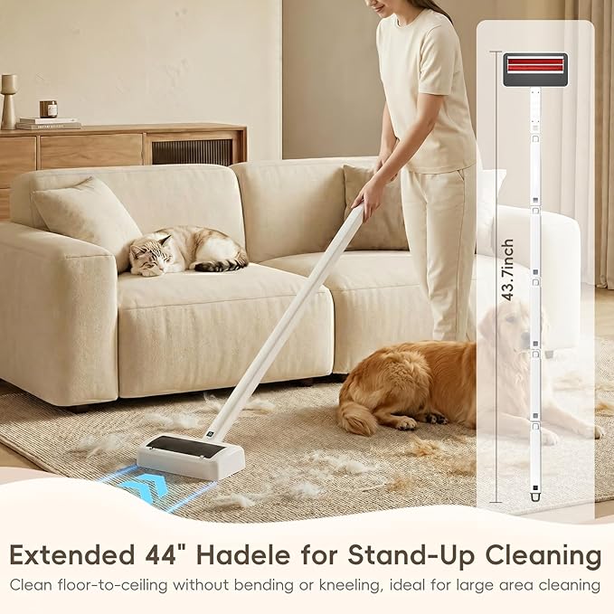 Pet Hair Remover for Carpet, Electric Lint Roller Adjustable Handle Reusable Carpet Rake Dog Cat Hair Removal Tool for Carpets, Rugs, Furniture