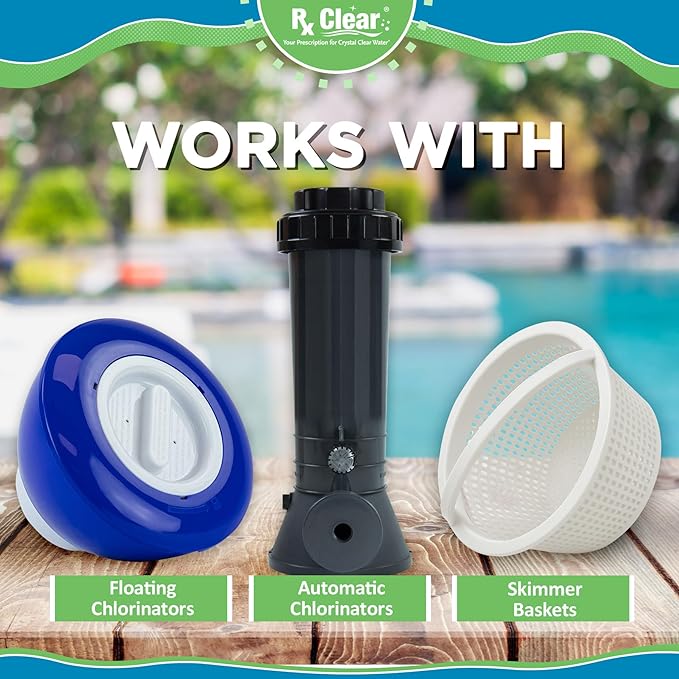 Rx Clear 3" Inch Chlorine Tabs | 100 Pounds | Individual Stabilized Chlorinating Tablets for Sanitizing Swimming Pools | Long Lasting, Slow Dissolving, and UV Protected (2 x 50 LB Buckets)