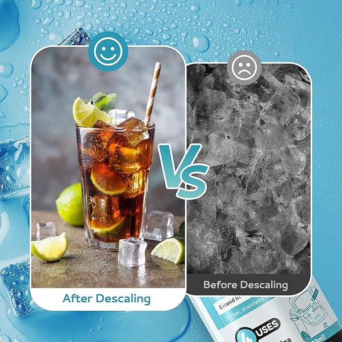 EUHOMY Ice Machine Cleaner Descaler, 32 Fl OZ Ice Maker Cleaner (8 Uses), Ideal Universal Descaling Solution for All Brands Ice Maker, Single Use Coffee and Espresso Machines (2 Bottles)