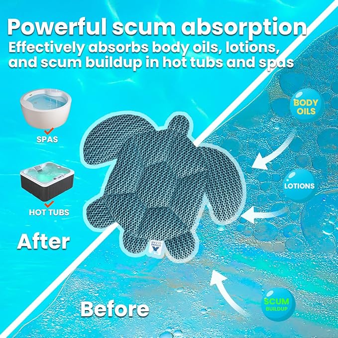 Hot Tub Scum Absorber 2-Pack for Spa & Pool – Oil Absorbing Sun Sponge & Clean Pad, Hot Tub Accessories for Adults, Scum Remover for Hot Tub Cleaner, Spa Scum Sponge for Oil, Foam