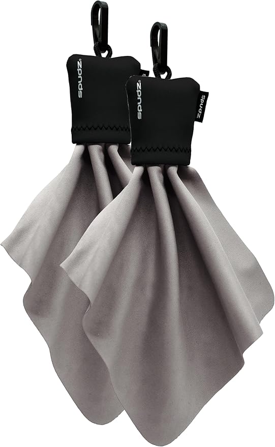SPUDZ Classic Microfiber Lens Cleaner – Clip-On Pouch, Washable – for Binoculars, Scopes, Glasses, Screens | Black, 6 x 6 Inch (2-Pack)