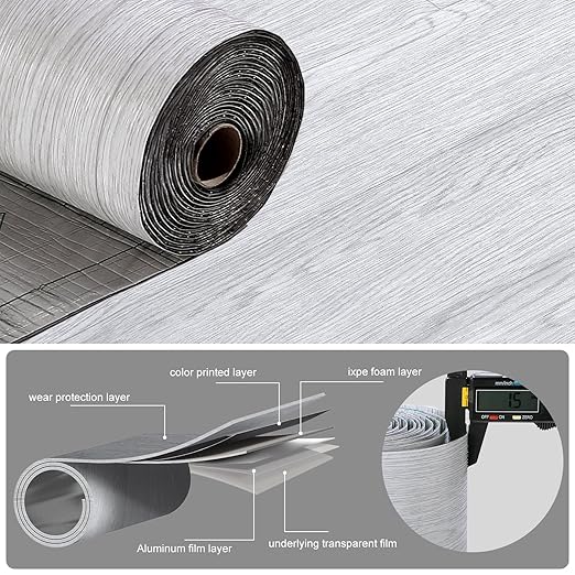 3D Peel and Stick Floor Tile Vinyl Roll Wood Plank Sticker 23"x393"/64 Sq.Ft, for Home Apartment Room Self Adhesive Easy DIY Removable Waterproof Thicken Floor Covering Gray Wood
