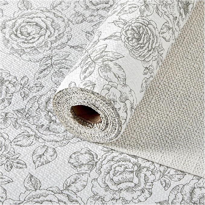 Drawer and Shelf Liner, Non-Slip Kitchen Cabinet Liners Non-Adhesive Thick Strong Grip Waterproof Washable Mats Protect Dresser Shelves Cupboard Bathroom Cabinets, Rose, 24 in X 30 FT