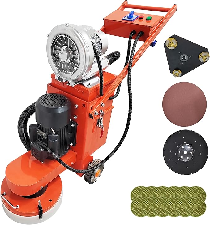 TECHTONGDA Electric Floor Grinder for Concrete Epoxy Ground with Vacuum Dust Collector Sander Polisher for Removing Floor Coating 220V