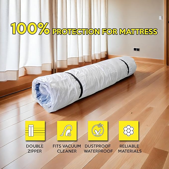 Vacuum Mattress Bag for moving, Vacuum Sealed Bags for Mattress Storage, Mattress Compression Bag for Easy Moving&Storage, Foam and Latex Mattress Vacuum Bag with Straps(TWIN,TWIN-XL)