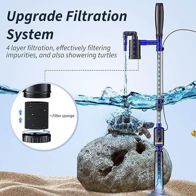 Fish Tank Cleaner, Aquarium Gravel Cleaner, 530GPH/32W Electric Fish Tank Cleaning Tools, Adjustable Water Flow Aquarium Gravel Cleaner, Turtle Tank Gravel Cleaner Vacuum for Wash Sand, Water Changing