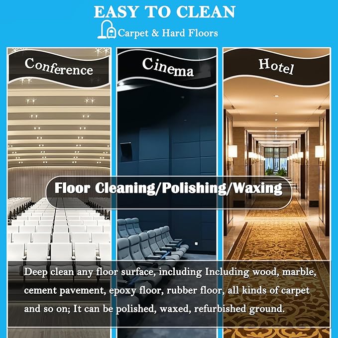 Commercial Industrial Floor Scrubber Polisher 17" Heavy-Duty Buffer Machine for Hardwood, Marble, Epoxy & Carpet 1100W Low-Noise Floor Cleaning & Waxing Machine 110V